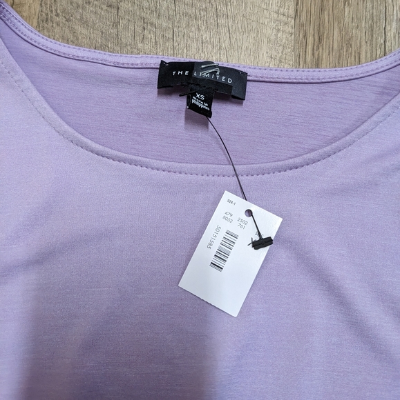 The Limited Lavender Draped Blouse asymmetrical hem - Picture 3 of 7